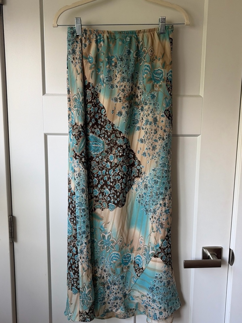 Turquoise Floral Patchwork Maxi Skirt - Breezy Women's Skirt